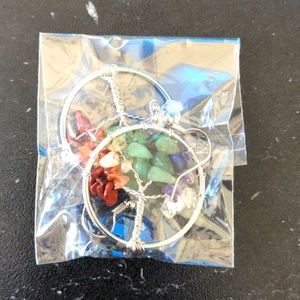 NWT Rainbow Beaded Tree of Life Hoop Dangle Earrings